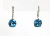 PAIR OF BLUE TOPAZ AND DIAMOND