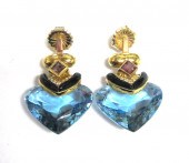 PAIR OF BLUE TOPAZ AND FOURTEE