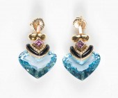 PAIR OF BLUE TOPAZ AND FOURTEE