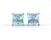PAIR OF BLUE TOPAZ AND WHITE G