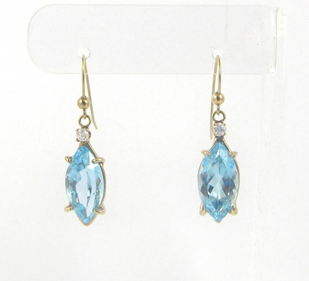 PAIR OF BLUE TOPAZ AND DIAMOND