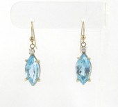 PAIR OF BLUE TOPAZ AND DIAMOND