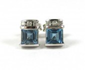 PAIR OF BLUE TOPAZ AND DIAMOND