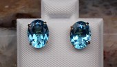 PAIR OF BLUE TOPAZ AND GOLD EA