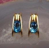 PAIR OF BLUE TOPAZ AND GOLD EA