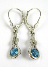 PAIR OF BLUE TOPAZ DANGLE EARR