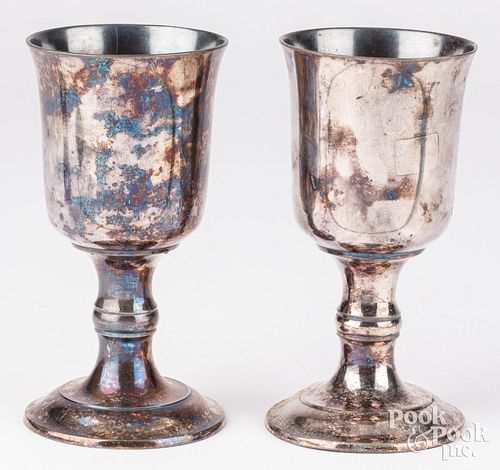 PAIR OF BOARDMAN SILVERED PEWTER