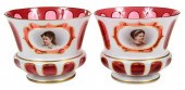PAIR OF BOHEMIAN CRANBERRY GLA