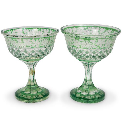 PAIR OF BOHEMIAN CRYSTAL CUT