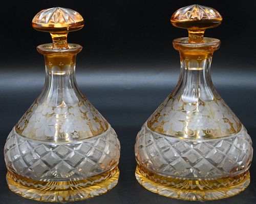 PAIR OF BOHEMIAN CUT CRYSTAL