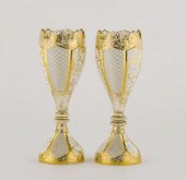 PAIR OF BOHEMIAN ENAMELLED CAS