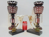 PAIR OF BOHEMIAN GIRANDOLES &