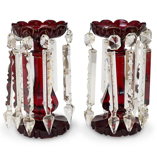 PAIR OF BOHEMIAN GLASS AND
