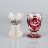 PAIR OF BOHEMIAN GLASS BEAKERS