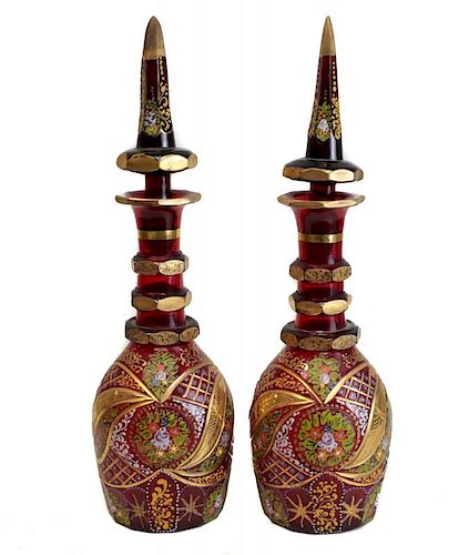 PAIR OF BOHEMIAN GLASS
