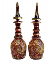 PAIR OF BOHEMIAN GLASS DECANTE