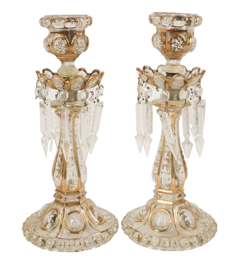 PAIR OF BOHEMIAN GLASS LUSTER