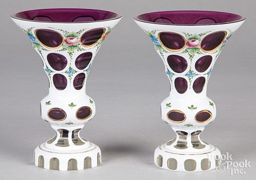 PAIR OF BOHEMIAN OPAQUE AMETHYST