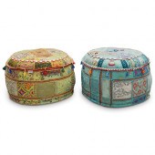 PAIR OF BOHEMIAN POUF OTTOMANS
