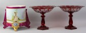 PAIR OF BOHEMIAN RUBY AND FROS