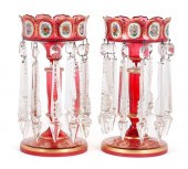 PAIR OF BOHEMIAN RUBY LUSTERSP