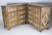 PAIR OF BONE AND BRASS STUDDED