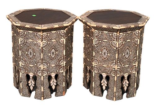PAIR OF BONE AND MOTHER OF PEARL