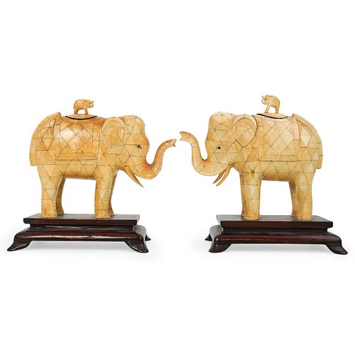 PAIR OF BONE ELEPHANT