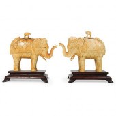 PAIR OF BONE ELEPHANT URNSDESC