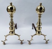 PAIR OF BOSTON BRASS BALL AND