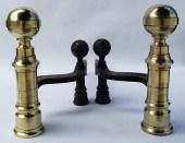 PAIR OF BOSTON BRASS BALL TOP