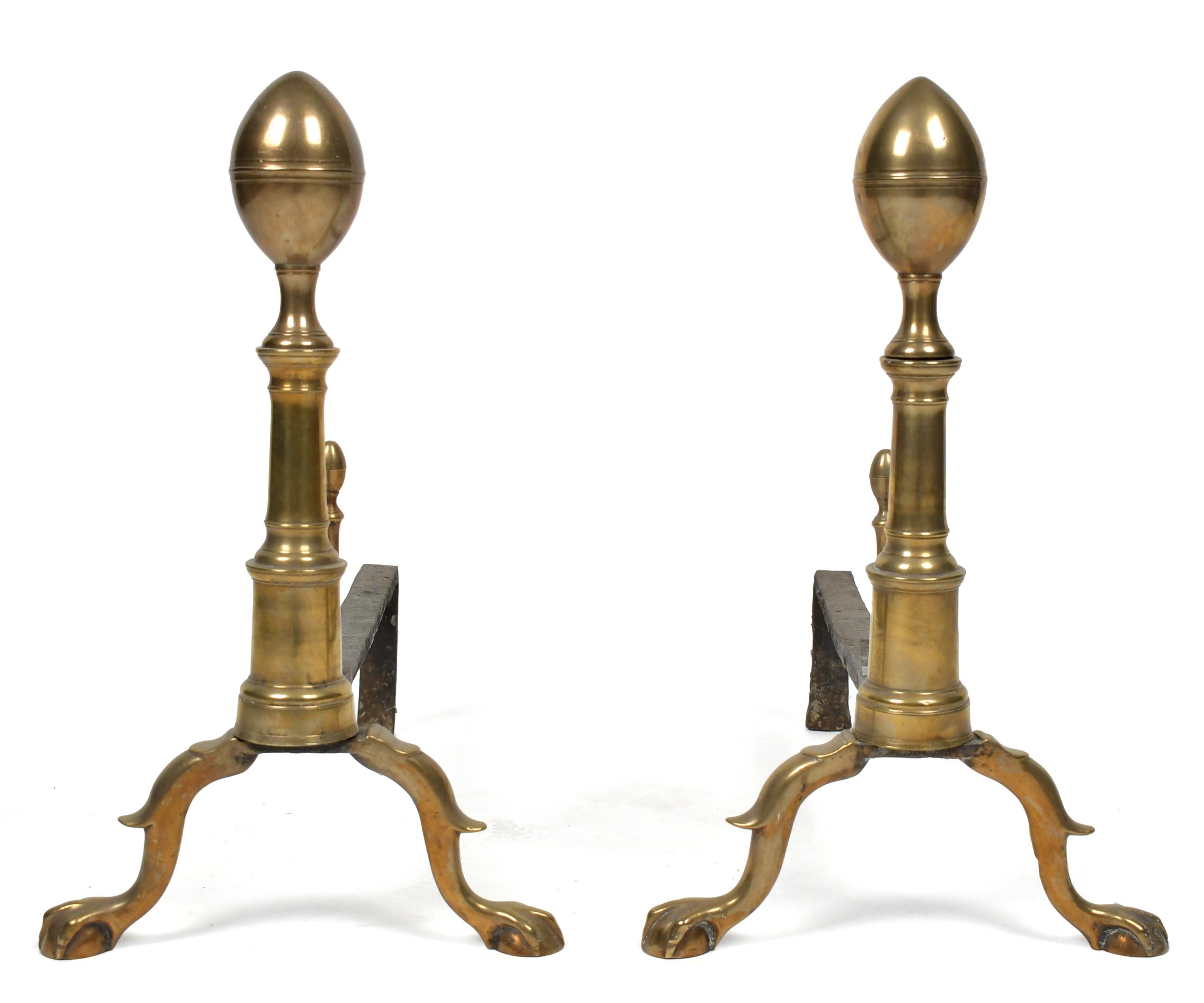 PAIR OF BOSTON LEMON TOP BRASS