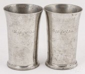 PAIR OF BOSTON PEWTER BEAKERS,