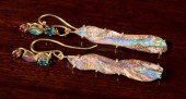PAIR OF BOULDER OPAL AND GOLD