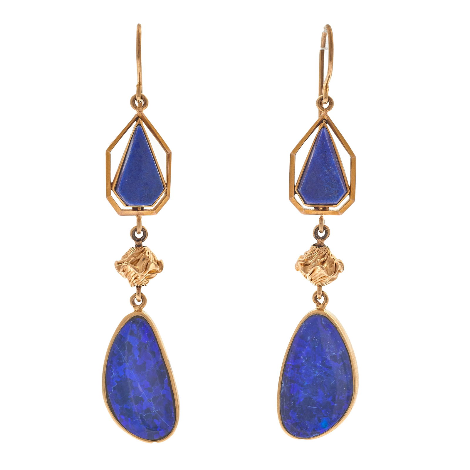 PAIR OF BOULDER OPAL, LAPIS LAZULI,