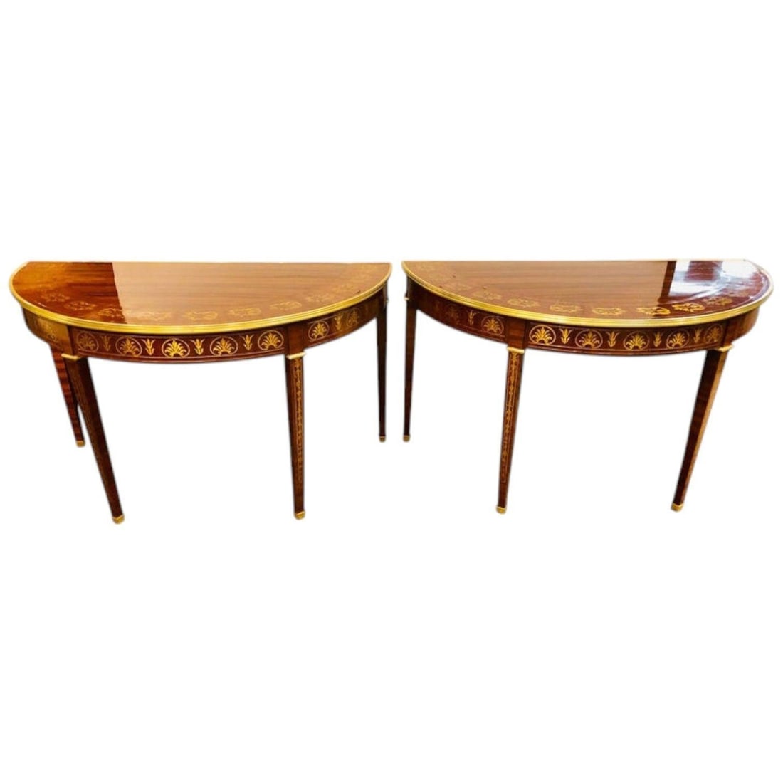 PAIR OF BOULE INLAID DEMILUNE