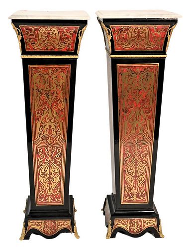 PAIR OF BOULE STYLE PEDESTALS,