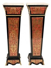 PAIR OF BOULE STYLE PEDESTALS,