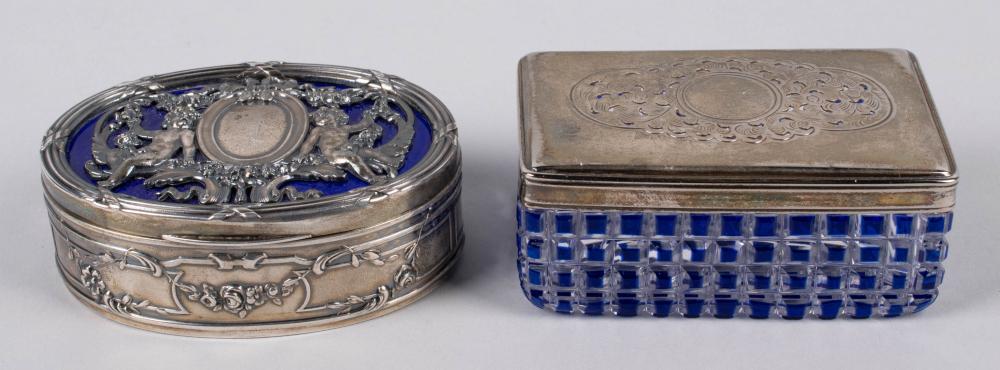 PAIR OF BOXES, ONE ENAMEL, ONE