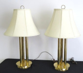 PAIR OF BRASS 3 COLUMN MID-CEN
