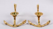 PAIR OF BRASS ANCHOR CANDLE HO