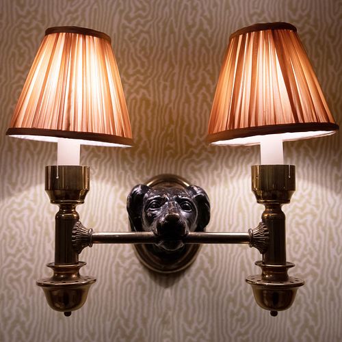 PAIR OF BRASS AND BLACK PAINTED