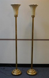 PAIR OF BRASS AND CERAMIC TORC