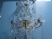 PAIR OF BRASS AND CRYSTAL FOUR