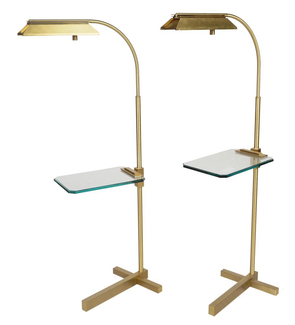 PAIR OF BRASS AND GLASS BRIDGE