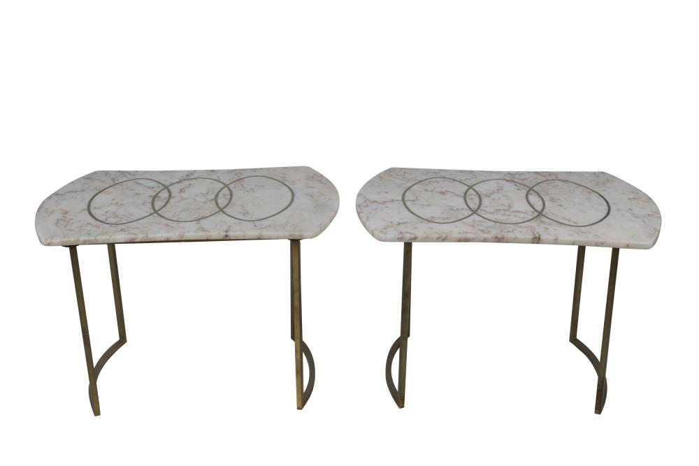 PAIR OF BRASS AND MARBLE OCCASIONAL