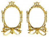 PAIR OF BRASS AND MIRROR SCONC