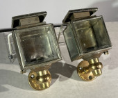 PAIR OF BRASS AND NICKEL CARRI