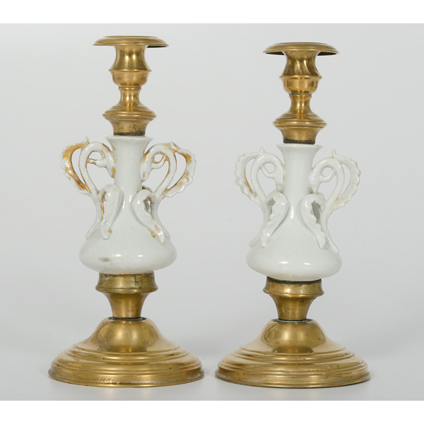 Pair of Brass and Porcelain