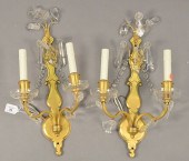 PAIR OF BRASS AND ROCK CRYSTAL